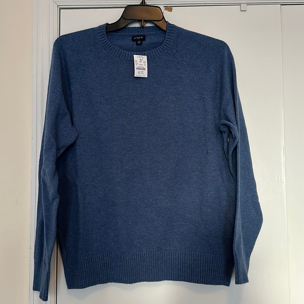 J. Crew Men's Light Blue Crew Neck Sweater in Size XL